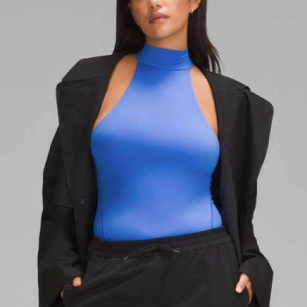 Lululemon Wundermost Ultra-Soft Nulu Mockneck Bodysuit Pipe Dream Blue